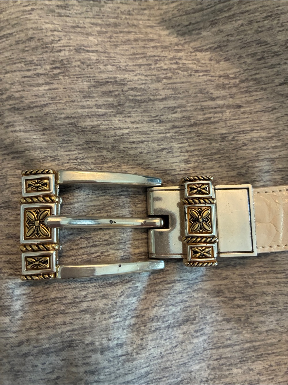 Brighton Two-Tone Decorative Buckle Cream Belt